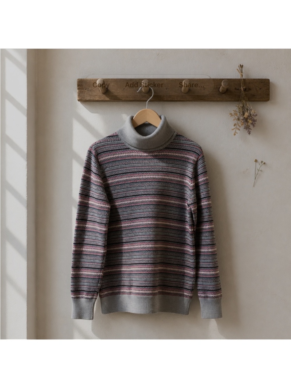 L.L. Bean Striped Cowlneck Sweater in Gray, Pink and Navy